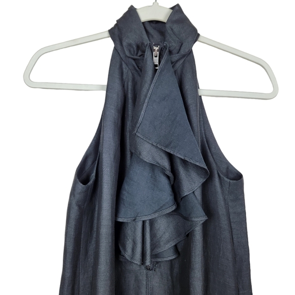 Club Monaco Ruffle Front Zipper Little Black Dress Mini Women's Size 6 - Picture 7 of 16